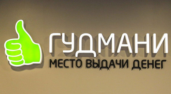 Вывеска из объемных и псевдообъемных букв для офиса организации Гудмани