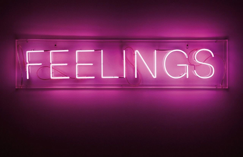 Неоновая вывеска "Feelings" для бутика